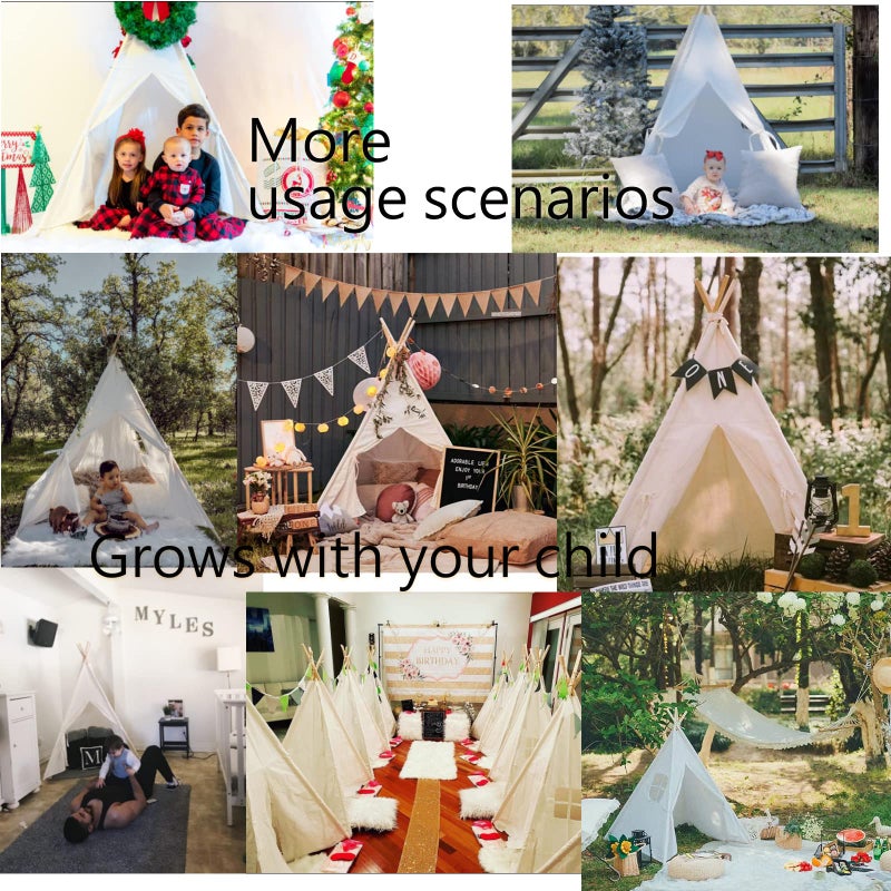 RongFa Teepee Tent for Kids-Portable Children Play Tent Indoor Outdoor (White) - Image 3